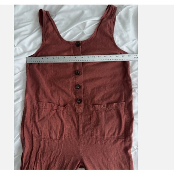 Marine Layer 54% Hemp Sydney Beach Jumpsuit Sustainable Wide Leg Boho CLAY MED - Picture 11 of 12